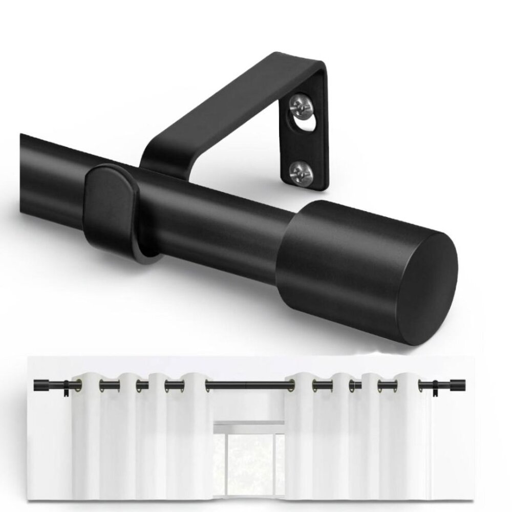NEW-Black Curtain Rods 32 to 87 Inch(2.8 to 7.2 ft), Adjustable Splicing Window